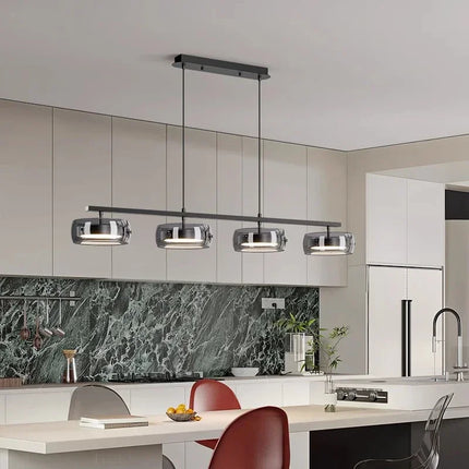 Suspension minimaliste en verre et métal pour salle à manger et cuisine