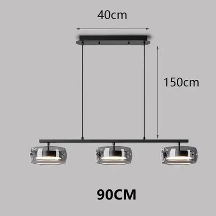 Suspension minimaliste en verre et métal pour salle à manger et cuisine