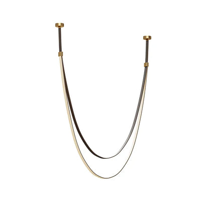 Suspension nordique design en cuir et acier inoxydable, lumière LED chaude variable