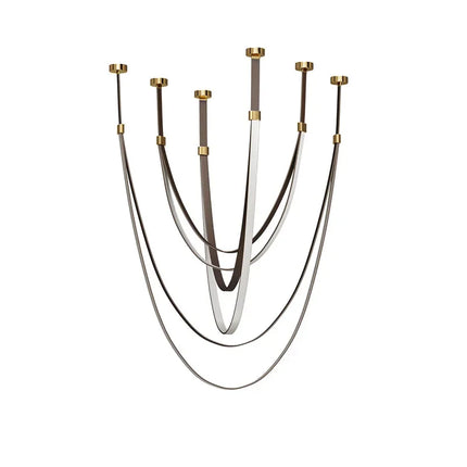 Suspension nordique design en cuir et acier inoxydable, lumière LED chaude variable