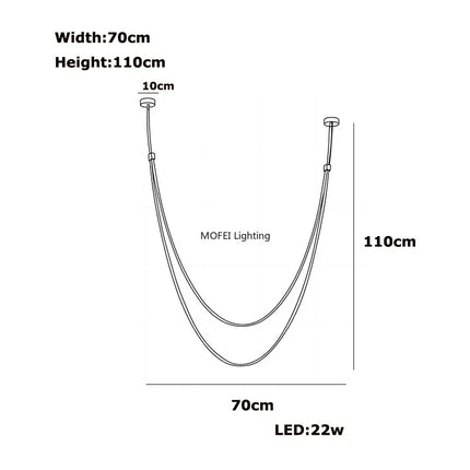 Suspension nordique design en cuir et acier inoxydable, lumière LED chaude variable