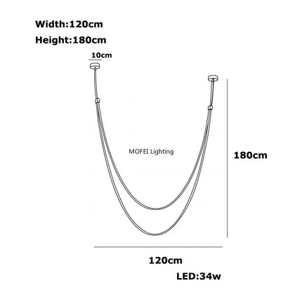 Suspension nordique design en cuir et acier inoxydable, lumière LED chaude variable