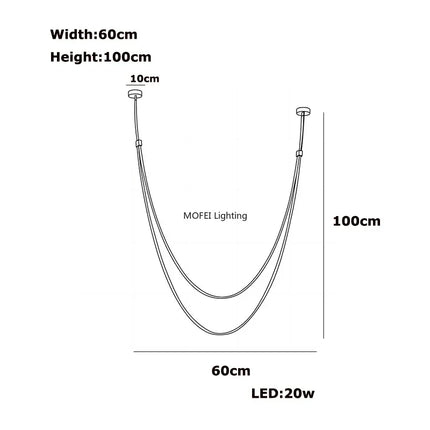 Suspension nordique design en cuir et acier inoxydable, lumière LED chaude variable