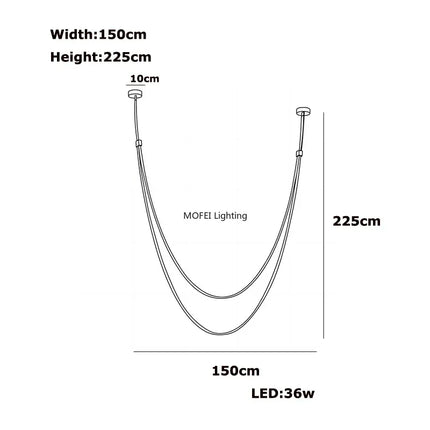 Suspension nordique design en cuir et acier inoxydable, lumière LED chaude variable