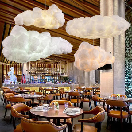Suspension Nuage Flottant Blanc en Coton Spatial, Lumière Chaude Moderne