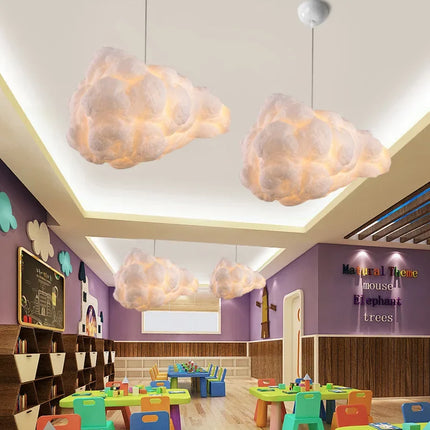 Suspension Nuage Flottant Blanc en Coton Spatial, Lumière Chaude Moderne