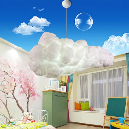 Suspension Nuage Flottant Blanc en Coton Spatial, Lumière Chaude Moderne