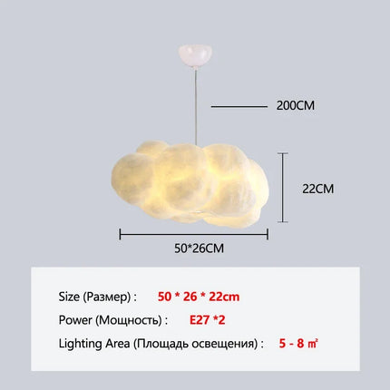 Suspension Nuage Flottant Blanc en Coton Spatial, Lumière Chaude Moderne
