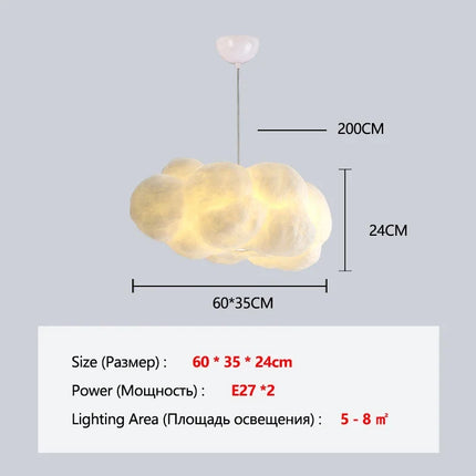 Suspension Nuage Flottant Blanc en Coton Spatial, Lumière Chaude Moderne
