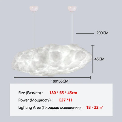 Suspension Nuage Flottant Blanc en Coton Spatial, Lumière Chaude Moderne