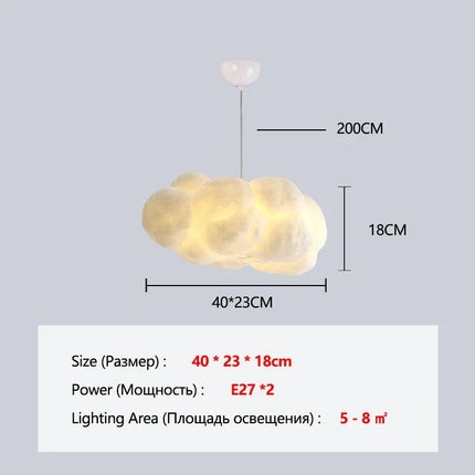 Suspension Nuage Flottant Blanc en Coton Spatial, Lumière Chaude Moderne