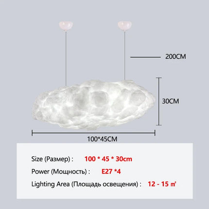 Suspension Nuage Flottant Blanc en Coton Spatial, Lumière Chaude Moderne