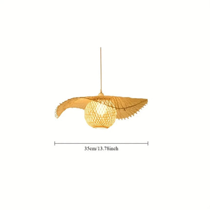Suspension en rotin tissé main avec abat-jour bambou naturel