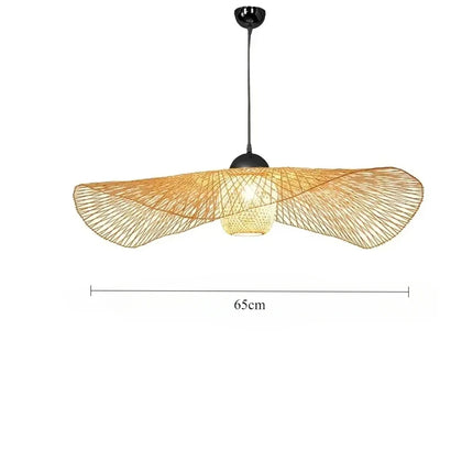 Suspension en rotin tissé main avec abat-jour bambou naturel