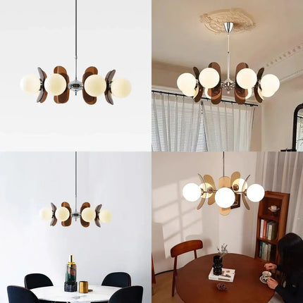 Suspension lustre rétro en verre brillant, lumière chaude pour intérieur