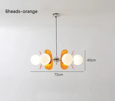 Suspension lustre rétro en verre brillant, lumière chaude pour intérieur