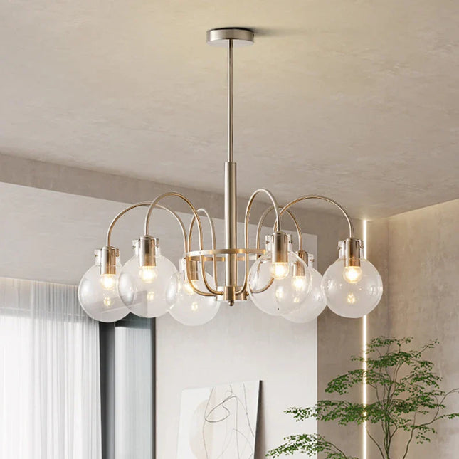 Suspension LED en verre style français vintage pour salon et restaurant, lumière chaude