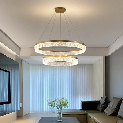 Suspension LED anneaux modernes en aluminium pour salon et salle à manger