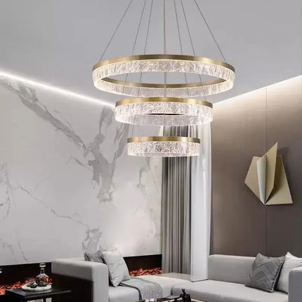 Suspension LED anneaux modernes en aluminium pour salon et salle à manger