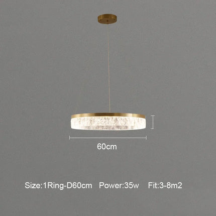 Suspension LED anneaux modernes en aluminium pour salon et salle à manger