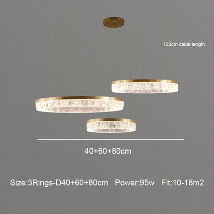 Suspension LED anneaux modernes en aluminium pour salon et salle à manger