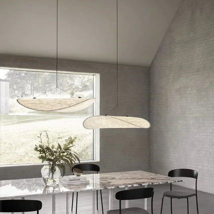 Suspension Wabi Sabi nordique en soie naturelle LED blanc modulable