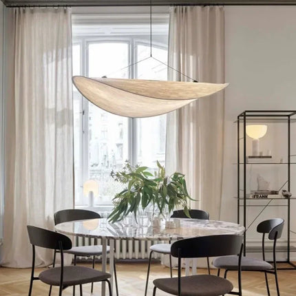 Suspension Wabi Sabi nordique en soie naturelle LED blanc modulable