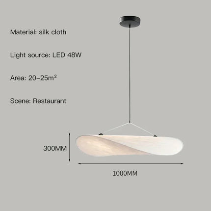 Suspension Wabi Sabi nordique en soie naturelle LED blanc modulable