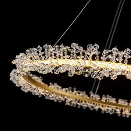 Suspension Lustre Cristal Nordique Moderne Anneau pour Salon et Chambre