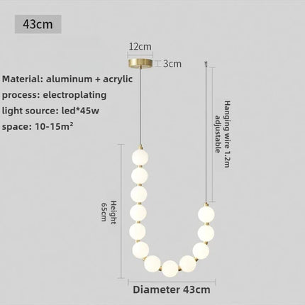 Suspension lampe perle haricot LED moderne en acrylique pour salon et escalier
