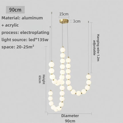 Suspension lampe perle haricot LED moderne en acrylique pour salon et escalier