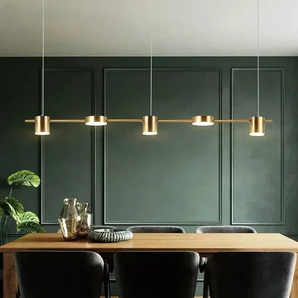 Suspension 5 têtes minimaliste moderne en métal avec lumière chaude pour bar et salle à manger