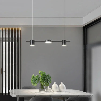 Suspension 5 têtes minimaliste moderne en métal avec lumière chaude pour bar et salle à manger