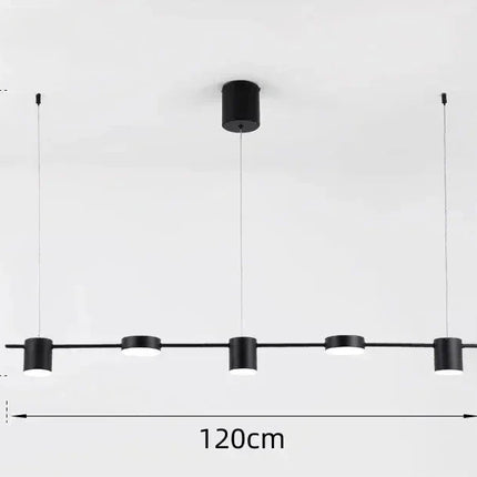 Suspension 5 têtes minimaliste moderne en métal avec lumière chaude pour bar et salle à manger