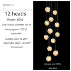 12 têtes / Corps de Lampe en argent / verre de suie|Blanc chaud 3000K