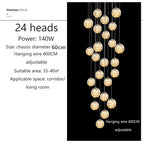 24 têtes / Corps de Lampe doré / Verre ambré|Blanc chaud 3000K