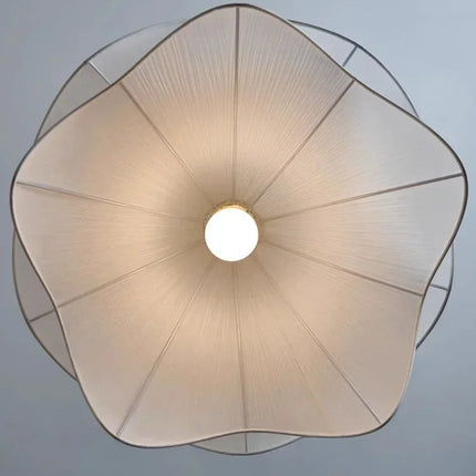 Suspension lustre tissu fleurs nordiques LED pour intérieur cosy
