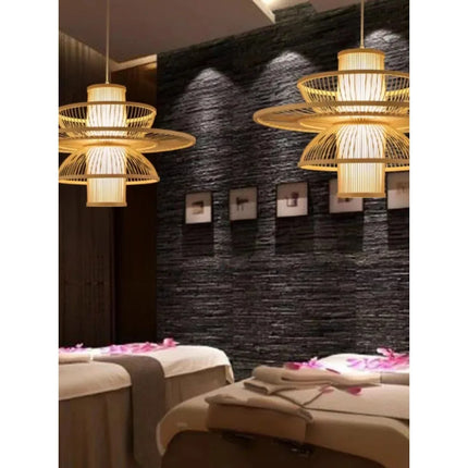 Suspension en Bambou et Rotin Style Chinois, Luminaire Décoratif