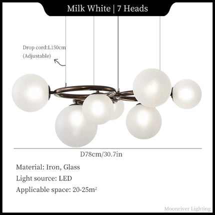 Suspension lustre moderne bulle en verre design haricots magiques pour salon et salle à manger