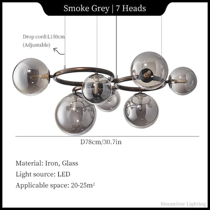 Suspension lustre moderne bulle en verre design haricots magiques pour salon et salle à manger