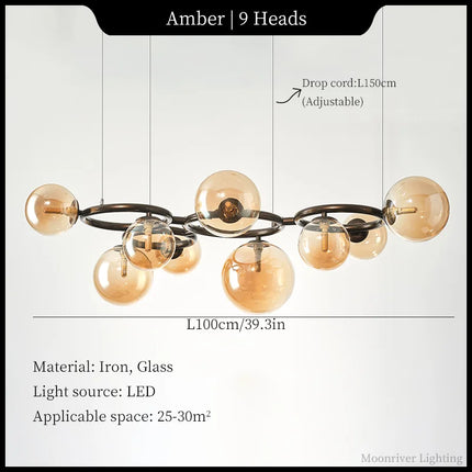 Suspension lustre moderne bulle en verre design haricots magiques pour salon et salle à manger