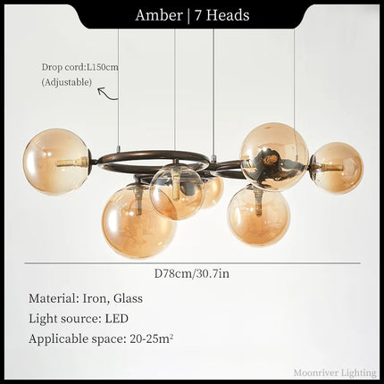 Suspension lustre moderne bulle en verre design haricots magiques pour salon et salle à manger