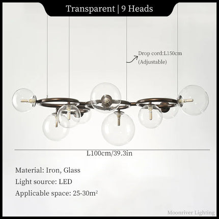 Suspension lustre moderne bulle en verre design haricots magiques pour salon et salle à manger