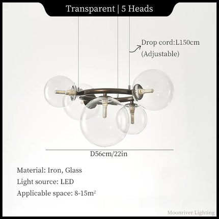 Suspension lustre moderne bulle en verre design haricots magiques pour salon et salle à manger
