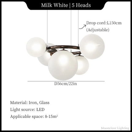 Suspension lustre moderne bulle en verre design haricots magiques pour salon et salle à manger