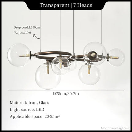 Suspension lustre moderne bulle en verre design haricots magiques pour salon et salle à manger