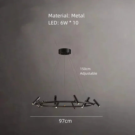 Suspension LED minimaliste en métal, hauteur réglable, ambiance chaleureuse