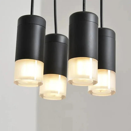 Suspension escalier moderne LED en fer et acrylique noir G9