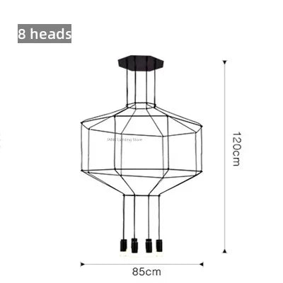 Suspension escalier moderne LED en fer et acrylique noir G9