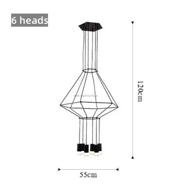 Suspension escalier moderne LED en fer et acrylique noir G9